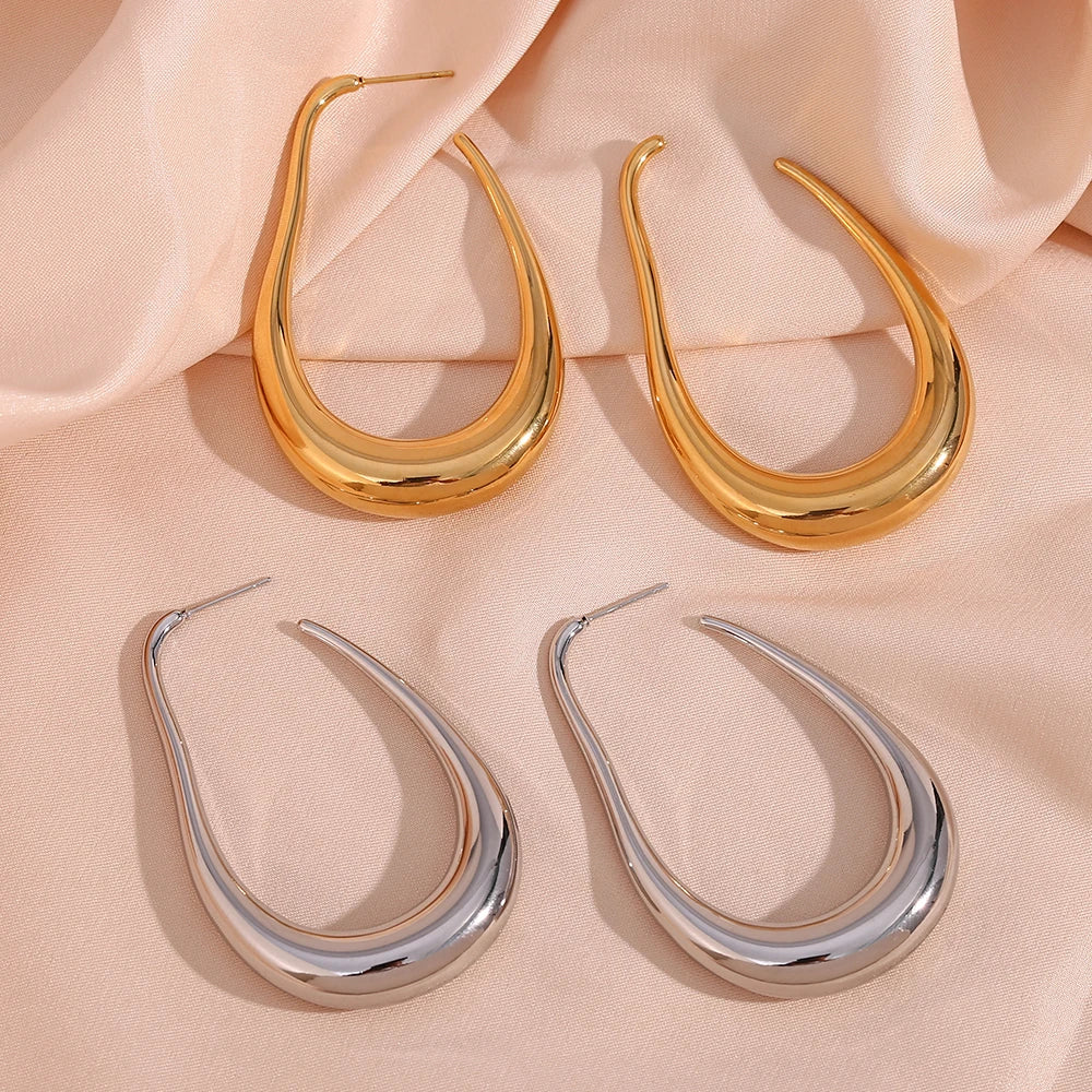 Tarnish Free Jewelry Gold Plated Hoop Earrings Stainless Steel Hollow Earring Christmas Gifts for Women