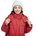 Winter New Red Hooded Long Female Waterproof Sequined Feathers Down Jacket