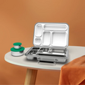 Aohea Eco-friendly 5 Compartments Stainless Steel Bento Lunch Box for Adults and Kids with Food Jar Container