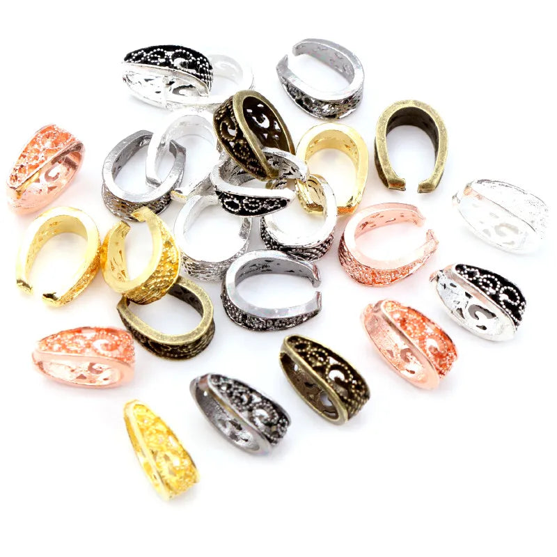 20pcs/lot 14x10mm Baroque Style Pendant Pinch Bail Clasps Necklace Hooks Clips Connector DIY Jewelry Findings Accessories