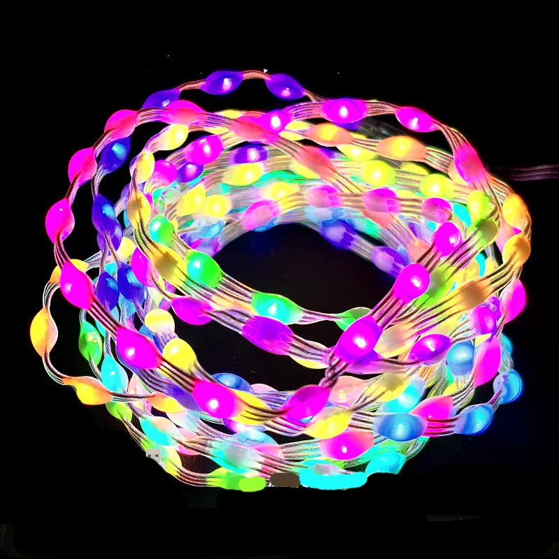 2024 Mobile Control App Programmable Led Window Fairy String Lights RGB Music Sound Activated Smart Christmas Lights Curtain