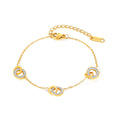 Luxury Fashion Stainless Steel Jewelry Brand Style Join Circle Charms Bracelet for Women Real Gold Plated Full Zircon Bracelet