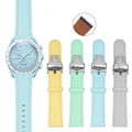 Colorful High End 20mm Top Grain Genuine Leather Watch Strap Butterfly Buckle Leather Watch Band for Moon Watch