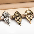 Vintage Wolf Head Men Suit Tie Pin Brooch with Celtic Design Viking Tribal Badge Jewelry Gift
