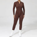 Women's Backless Tight Sports Bodysuit 25633 Long-Sleeved Fitness Yoga Bodysuit Half Zipper Outer Wearing Outer Wearing