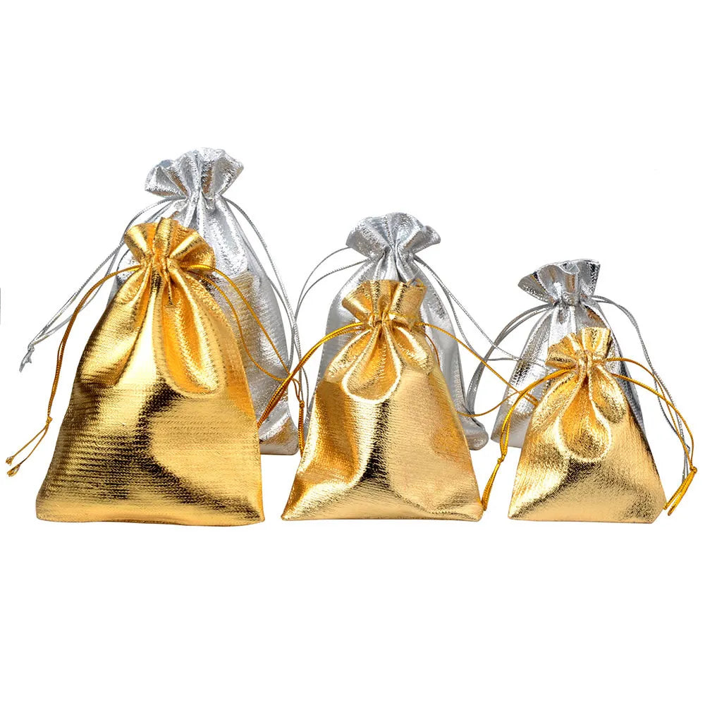 Factory Price Drawstring Velvet Bag 11x16cm 7x9cm 9x11cm Jewelry Packing Silver Gold Foil Cloth Wedding Gift Bags & Pouches
