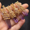 Handmade Wire Wrapped Natural Crystal Healing Stone Fine Jewelry High Quality Cruz Amethyst Raw Stone Pendant Necklace