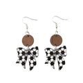 New Style Sports Style Softball Football Bowknot Acrylic Splicing Wood Earrings