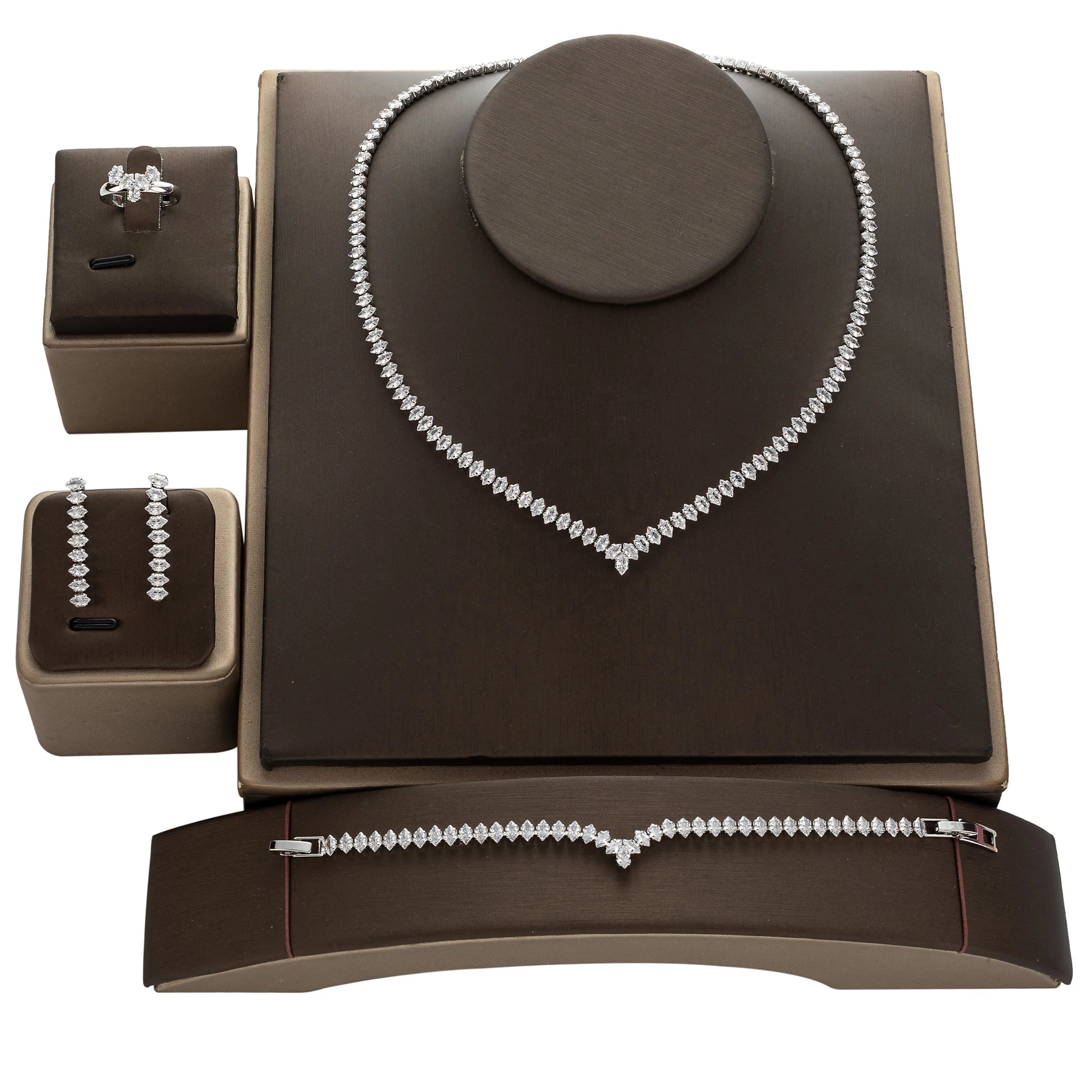 Jewelry Set Fashion Luxury Zirconia Necklace Bracelet Earrings Ring Wedding 4pcs Jewelry Sets Exquisite Set BN8004 Bisuteria