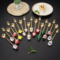 Wholesale Cute Santa Claus Doll Dessert Coffee Spoon Set Fork Creative Tableware Stainless Steel Cutlery Christmas Wedding Gift