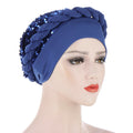 New Multi-Color Flat Brim Forehead Glitter Braid Muslim Turban Hat Glitter Twist Braid