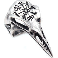 MECYLIFE Men's Viking Ring Stainless Steel Raven Head Ring Valknut Nordic Vegvisir Ring