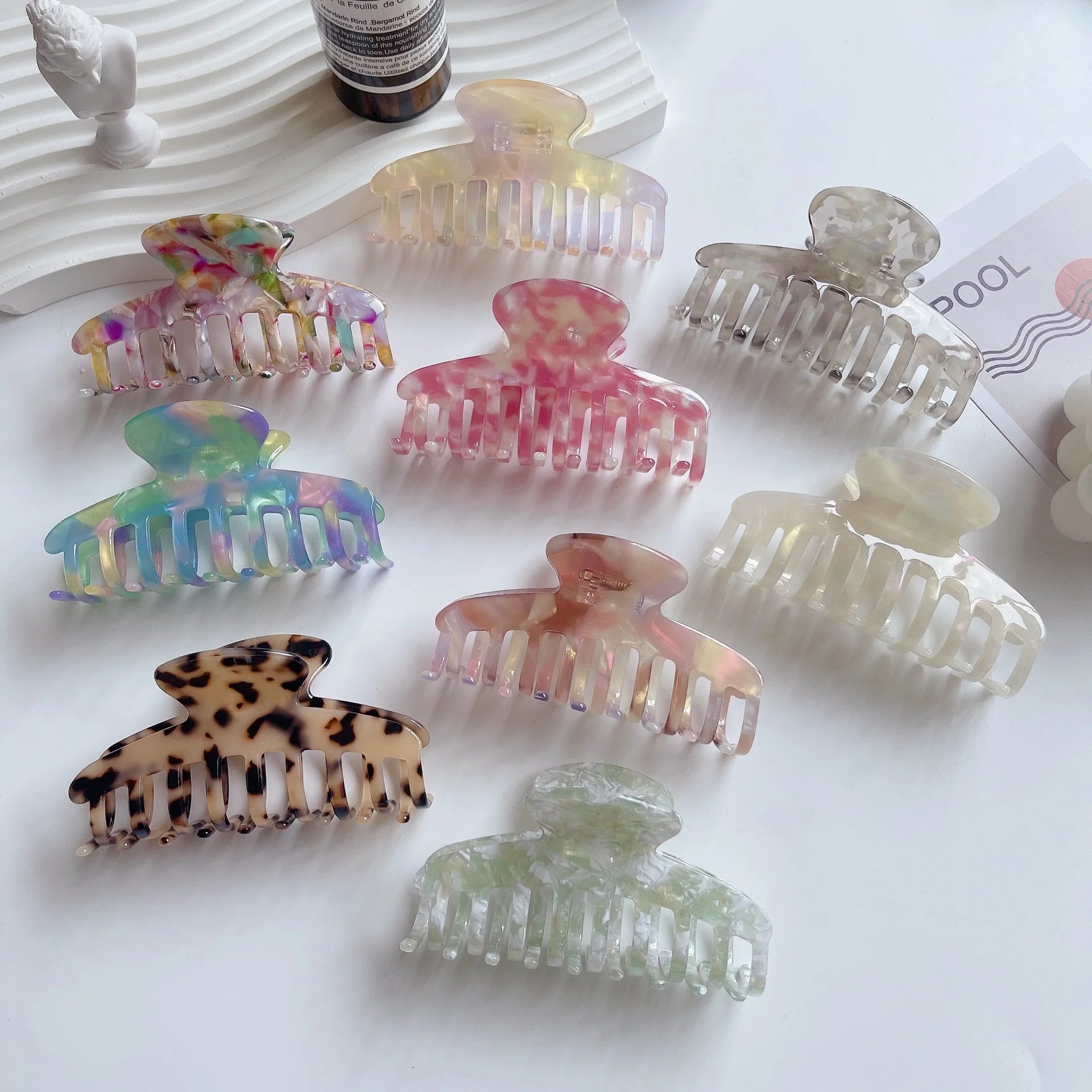 ARCHER Wholesale 10CM Women Hair Claw Simple Geometric Large Size Colorful Acetate Women Hair Clip Accessories