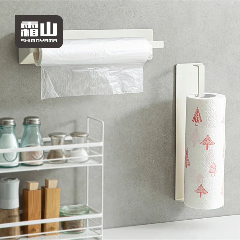 For Kitchen Cabinet Iron Powder Coated Self-Adhesive Drilling Wall-mounted Paper Towel Holder Rack