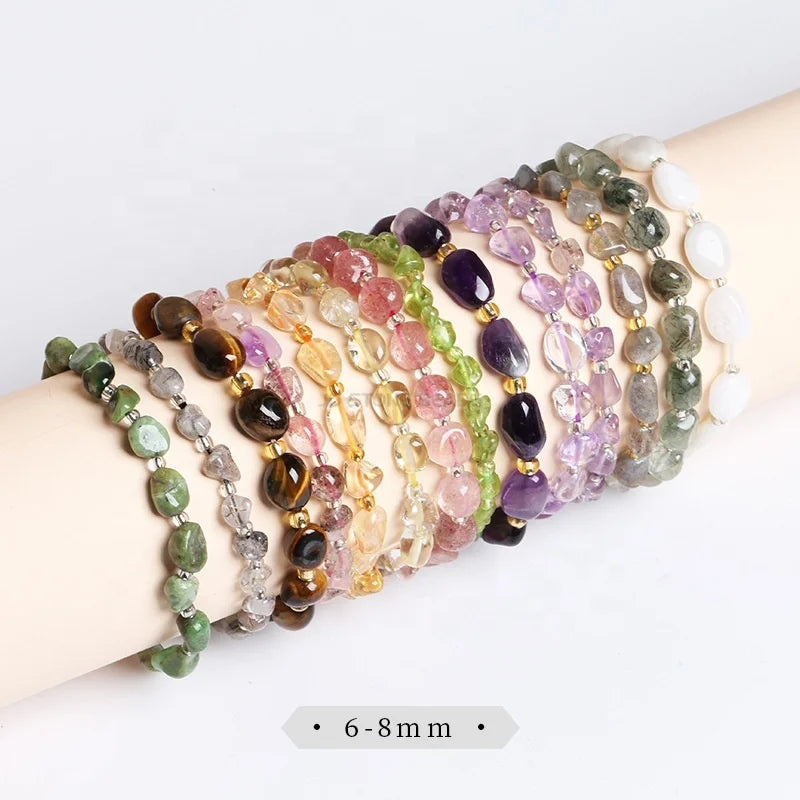 Irregular Gemstone Bracelet Temperament Natural Stone Yoga Meditation Adjustable Anxiety Healing Crystal Bracelet for Women
