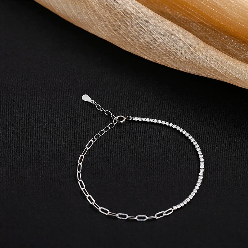 Wholesale Custom Women Zircon Jewelry CZ Stone 925 Sterling Silver Bangle Diamond Tennis Chain Bracelet