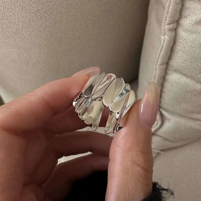 Geometric Wholesale 925 Sterling Silver Wide Layer Chunky Open Rings for Women Fine Jewelry Gifts