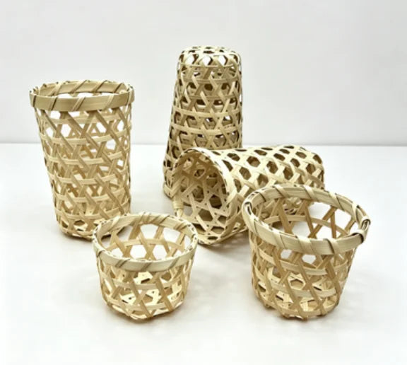 Portable  Woven Eco-Friendly Storage Baskets Set with Handle for Coffee Cups & Food Storage