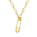 Exaggerated Personality Large Pin Pendant Women Clavicle Choker Titanium Steel 18K Gold Necklace