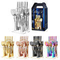 24 Pcs Silverware Sets with Holder Stainless Steel Flatware Cutlery Set for 6 Mirror Polished Utensils for Home Weddings Hotels