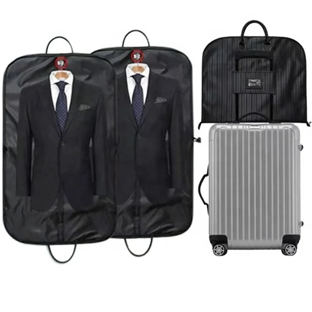 Custom Durable Waterproof Moth-Proof Foldable Luggage Storage Bag Leather Handles Oxford PVC Material Garment Cover for Travel