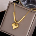 Stainless Steel Heart Pendant Choker Necklace Bracelet Set for Women Girl New Trend Neck Small square Chain Jewelry Gift Party