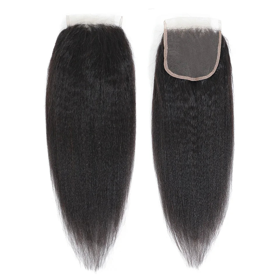 6x6 5x5 Grade 10A With Bundles Black Kinky Brazilian Extensions Virgin Cuticle Aligned Human Hair Yaki Straight 4X4 Lace Closure