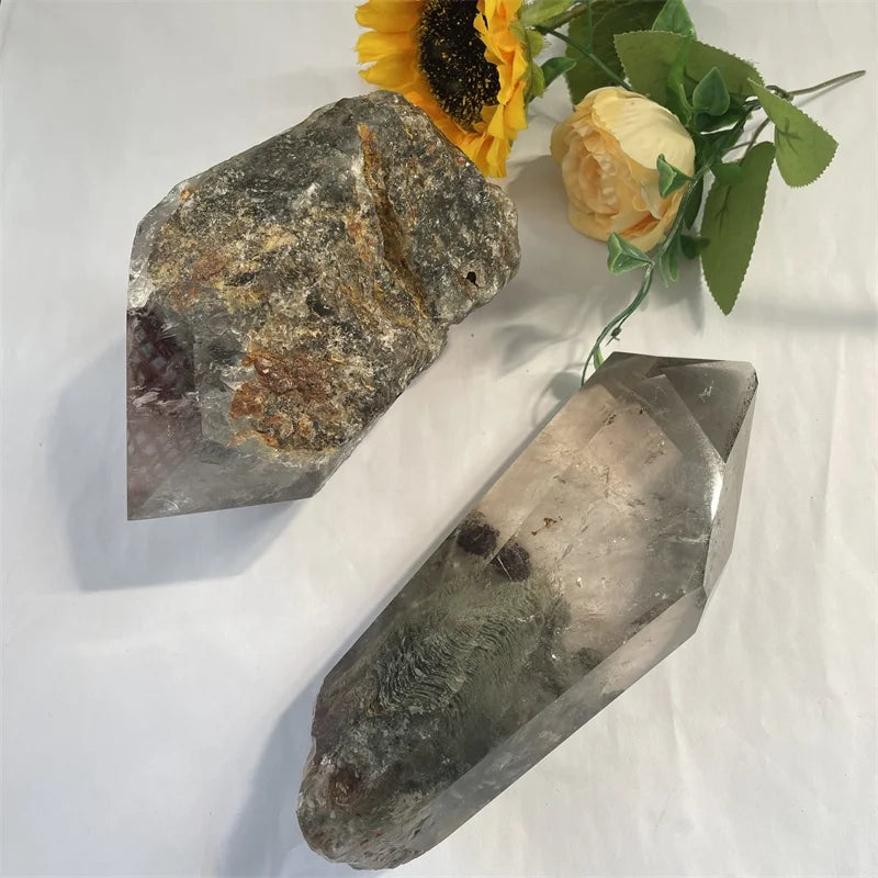 Natural Healing Ghost Wand  Phantom Quartz Tower Garden Quartz Crystal Point for Decor