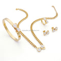 Plated Women Fashion Sets Wholesale Necklace Jewelry Set Gold Zircon Stainless Steel Made in China Bow 14K Butterfly Shell