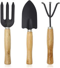 Garden Plant Tools Sets3 PCS Garden Tool Kit With Wooden Handle Black Metal RakeShovel & Fork