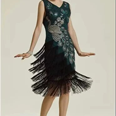 Flapper Dresses 1920sGreat Gatsby Dresses for Women Fringe Roaring 20s Costumes with 20s Accessories for Harlem Nights
