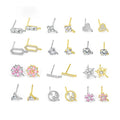 S925 Sterling Silver Cubic Zirconia Post Stud Earrings 18K Gold CZ Earring Findings Ear Piercing Plugs with Loop for DIY Making