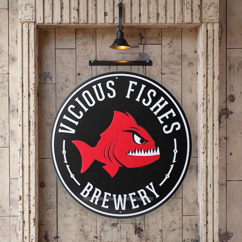 Modern Custom Metal Sign for Home Decoration Gift or Tin Plaque Round Aluminum Craft with Carved Painted Printed Logo