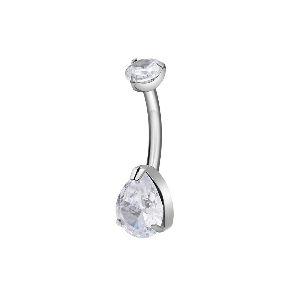 Fashion ASTM F136 Titanium 16G Belly Button Ring Clear CZ Inlay Internal Thread Navel Women Body Piercing Jewelry