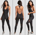 OEM Custom One Piece Women Fitness Jumpsuit Breathable Polyester/Nylon Full-Length Sleeveless Bodysuit