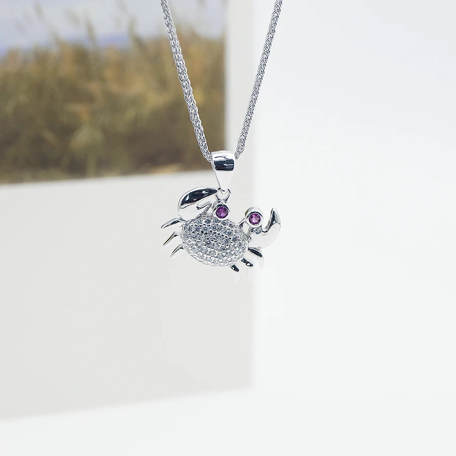 Kids Jewelry Animal Collection Crab Shape Necklace Pendant S925 Silver Jewelry