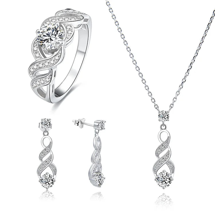 Luxury Women's 925 Sterling Silver Wedding Set Rhodium Plating Shining AAA Cubic Zirconia Parties Gifts POLIVA Zircon GDTC
