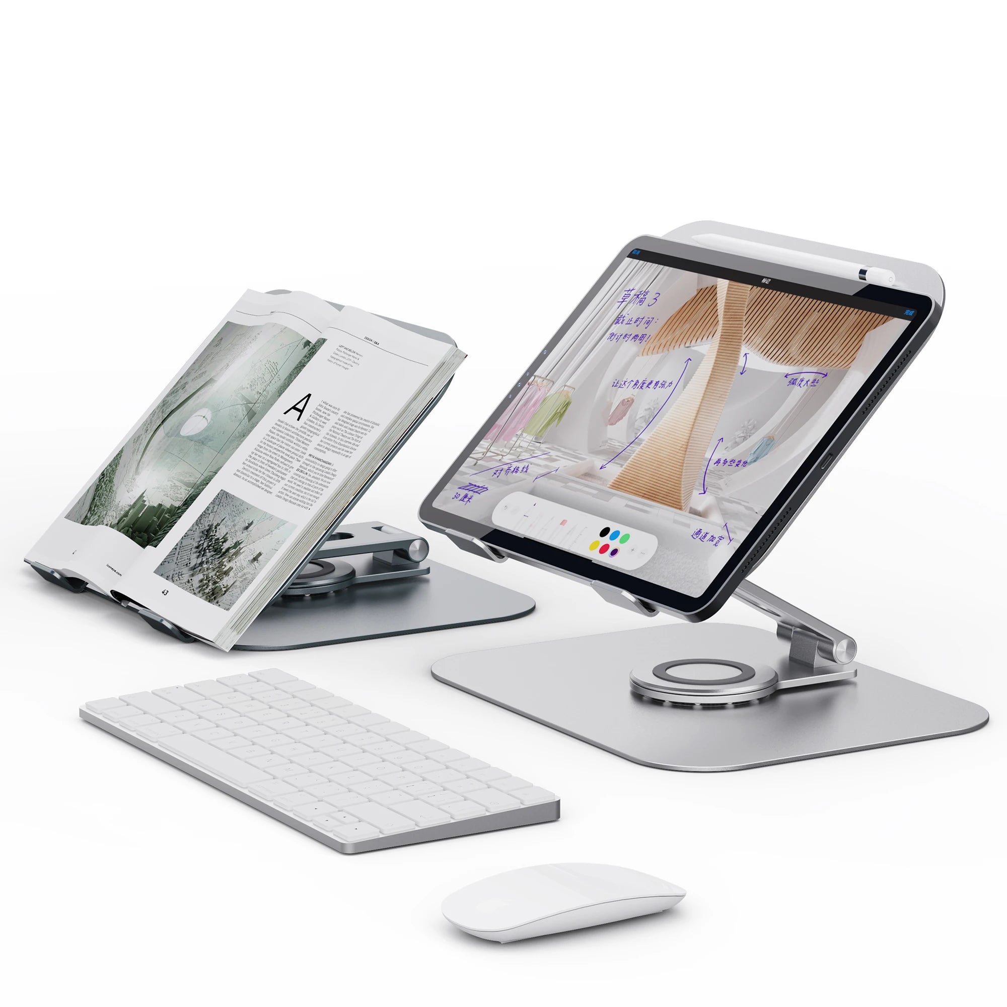 Boneruy Aluminum Alloy Multi Angle Height Adjustable 360 Degree Rotation Computer Laptop Stand Desktop Holder