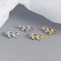 Wholesale 925 Sterling Silver Leaf Ear Hooks Gold-Plated Fashion Jewelry Luxury Zircon Perforation for Ladies' Party Wedding