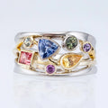 Women's Fashion Band Rings 3 Rows with White/Blue Zircon Stone Simple Item Brass Jewelry for Wedding & Engagement