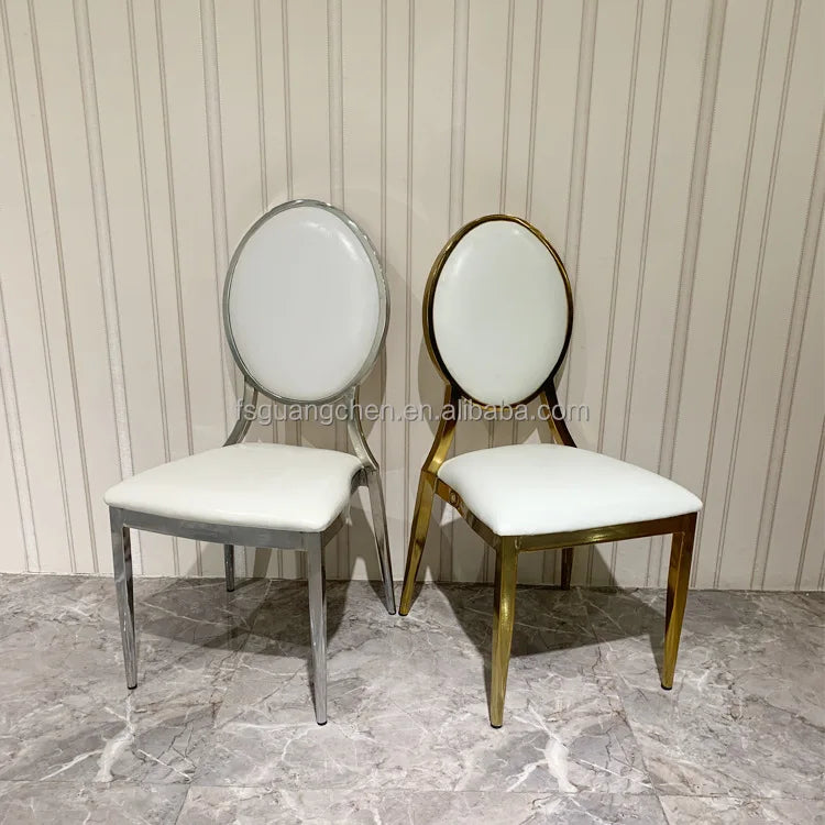 Hot Sale Modern Design Silver Stainless Steel Wedding Dining Banquet Chair Fashionable Metal Stackable Hotel Chair Party Event