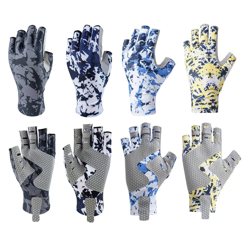 Lightweight and Breathable Polyester Fishing Gloves UV Protection Easy to Clean Non-Slip Waterproof for Outdoor Sports Use