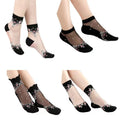 New Style Non-slip Cotton Bottom Summer Crew Ankle Socks Transparent Crystal Socks Thin Embroidery Socks for Women