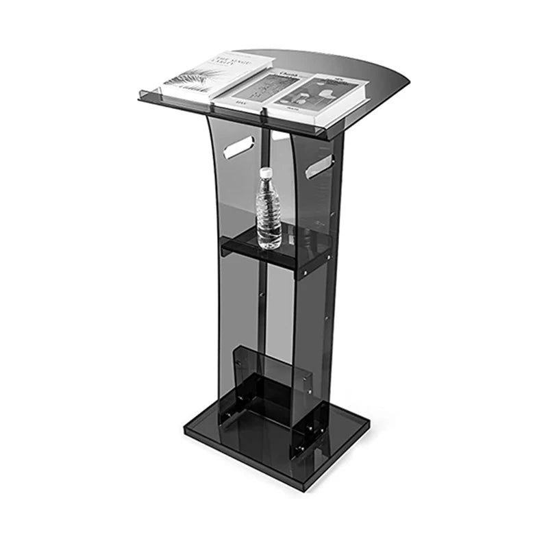 Black Podium Stand Acrylic Pulpit Lucite Church Lectern Transparent Welcome Lifting Podium