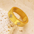 Stainless Steel Gold Plated Ring Fashion Jewelry Star studded Diamonds Titanium Steel Waterproof Ring
