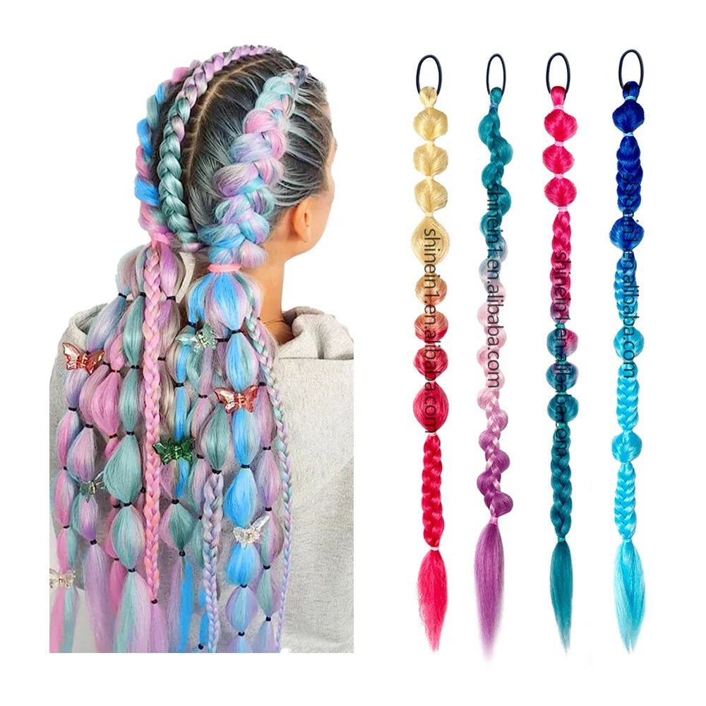 Wholesale Colorful Twist Bohemian Hair Extensions Fake Synthetic Ombre Yaki Jumbo Hair Braid Ponytail for Women