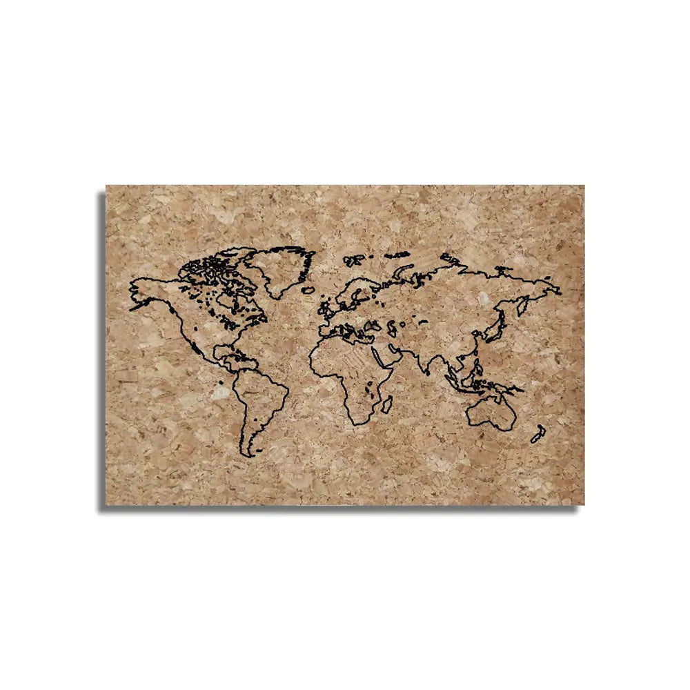 Custom Size Wooden World Map Studio Cork Wall Decoration Wholesale Cork Board Bulletin Board