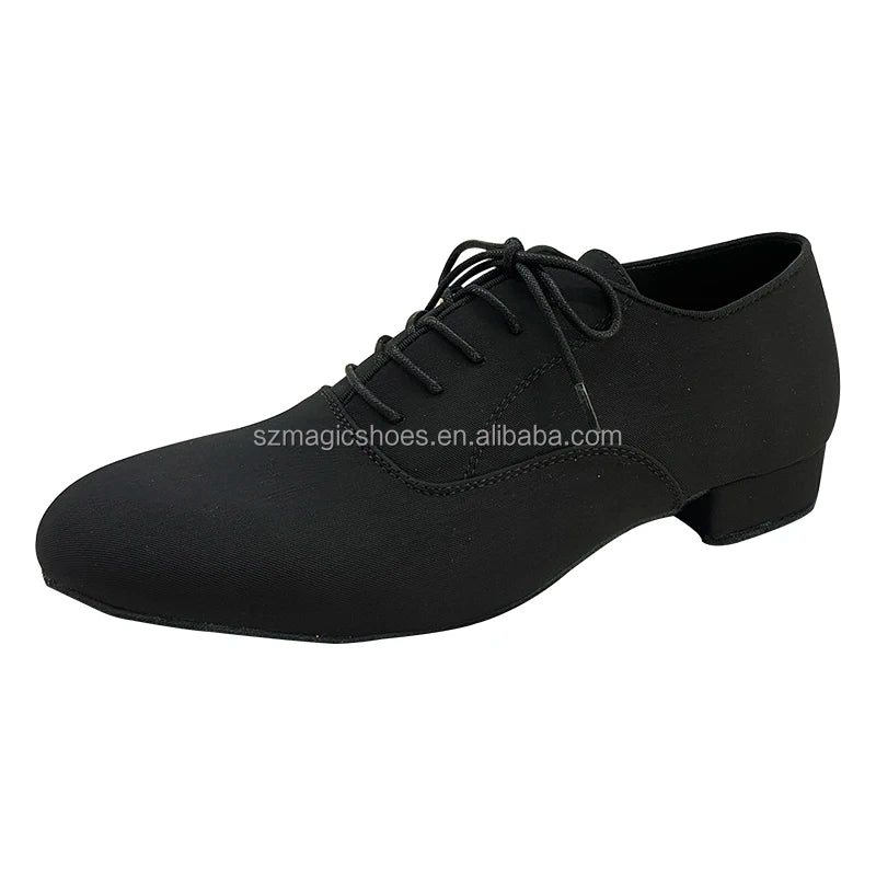 Customized Black Canvas Ballroom Waltz Dance Shoes for Men 2.5CM