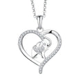 925 Sterling Silver Lucky Cute Animal Cubic Zirconia Elephant Heart Necklace for Women