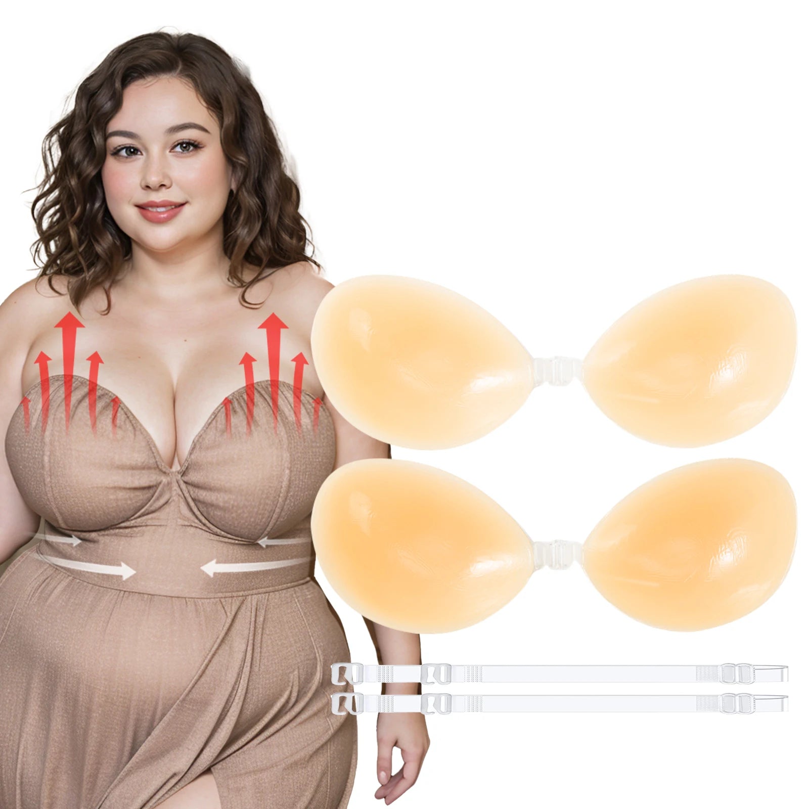 Pushup Invisible Sticky Adhesive  Extra Large Plus Size Silicone Bra for Large Breasts for Women